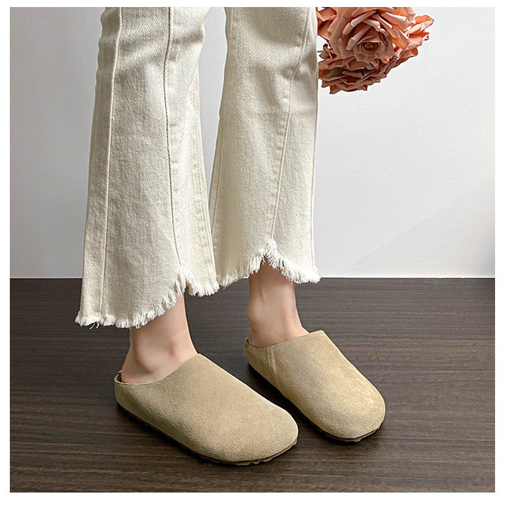 Dép lê nữ bít mũi đế dày mũi rộng phong cách Birkenstock, gót 3 cm — Màu caramel, Màu kaki, Màu mơ chi tiết 23