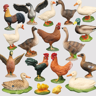 Cross-border Simulation Solid Poultry Animal Model Plastic Children's Cognitive Toys Hot Selling Chicken Duck Lion Head Goose Ornaments