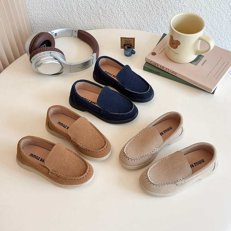 儿童洋气一脚蹬单鞋女童春秋季新款男童休闲鞋宝宝软底百搭豆豆鞋