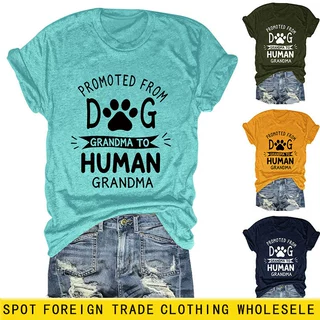 promoted from dog亚马逊ebay独立站时尚百搭女士圆领短袖T恤外贸