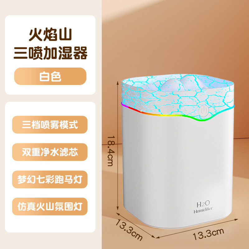 2025新款大雾量三喷加湿器 usb家用2L大容量床头氛围灯房间加湿器|undefined