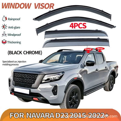 Cross-Border Applicable for Nissan Rain shield - navara-d23mk3-d23-2015-2022psblack-bright-strip-window-rain-shield