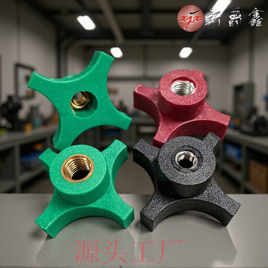 源头厂家56mmm12红色环保尼龙塑料胶头螺母 十字通孔手拧螺母