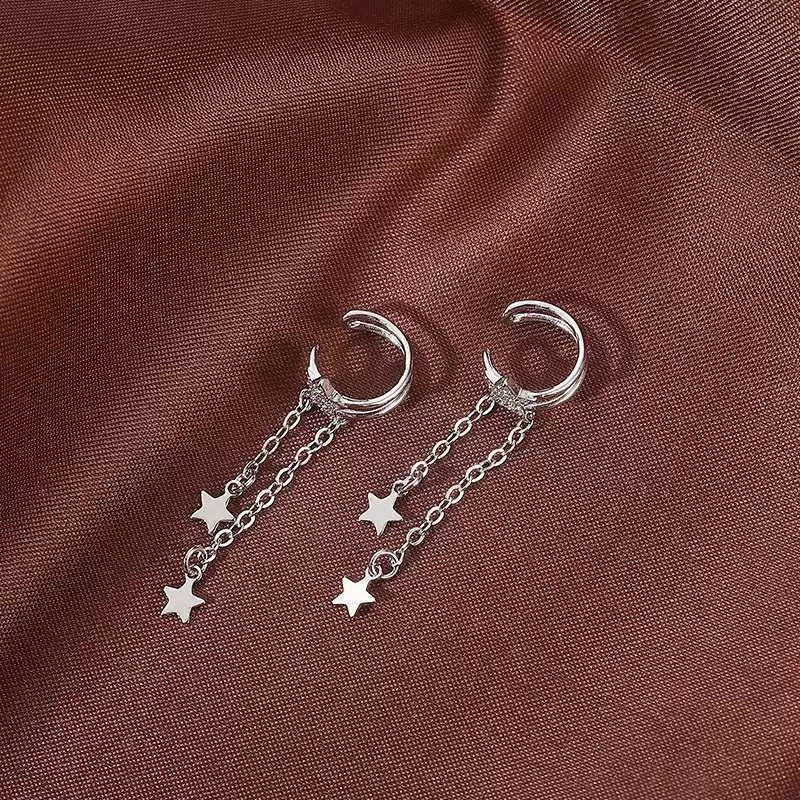 Медные короткие серьги, маленькие изящные клипсы с кисточками, легкий роскошный стиль.