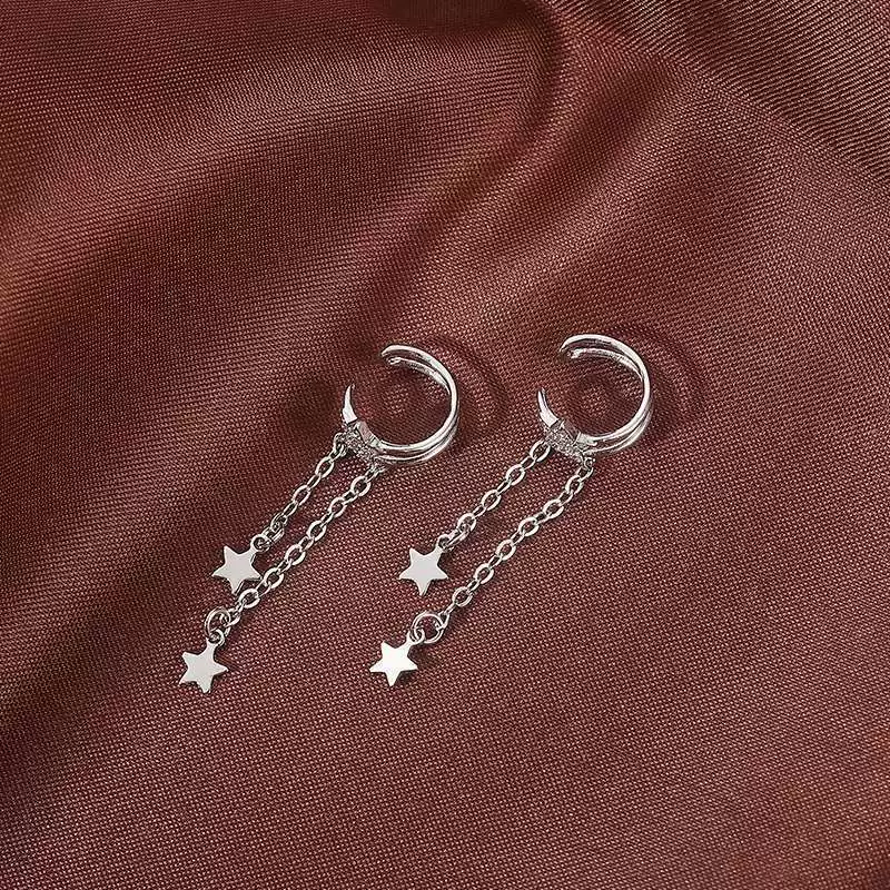 Медные короткие серьги, маленькие изящные клипсы с кисточками, легкий роскошный стиль.
