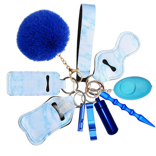 Cross-Border women's children's keychain self-defense set 11-piece aluminum anti-wolf stick alarm personal anti-wolf device