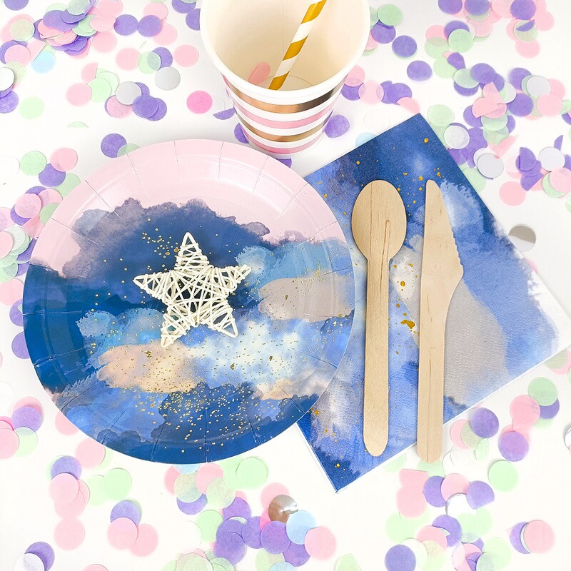 Wedding Wedding Paper Plate Proposal Bronzing Round Star Theme Tableware Disposable Birthday Party Tableware suit