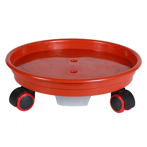 Resin universal wheel base, round thickened bottom with water box, removable plastic flower pot with roller tray