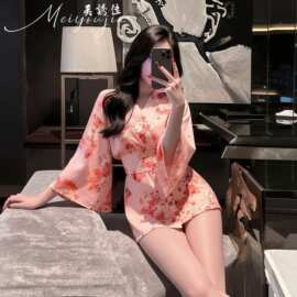 美诱佳情趣内衣制服诱惑日系印花甜美绑带腰封性感和服睡裙套装