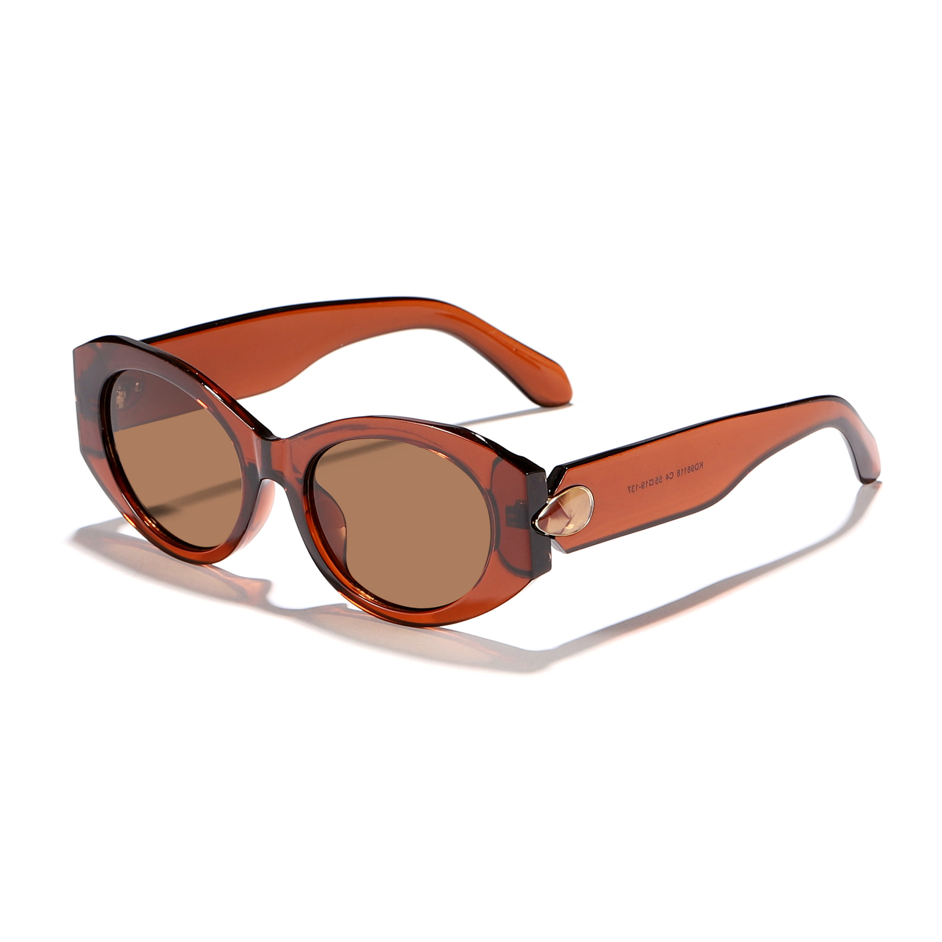 Gafas de sol de moda europeas y americanas, marco ovalado retro, accesorios de gemas, gafas de sol de pasarela de lujo ligero de alta gama para mujer