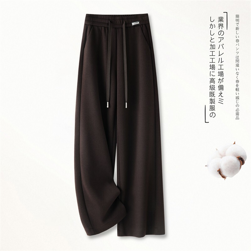 Wool Narrow Wide-Leg Pants for Women, Autumn and Winter 2026 New High-Waisted Elastic Waist Casual Pants, Loose Off-White Pants Wool Narrow Wide-Leg Pants for Women, Autumn and Winter 2026 New High-Waisted Elastic Waist Casual Pants, Loose Off-White Pants
