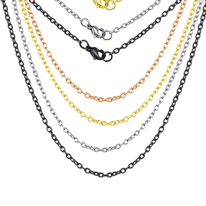도매 공급 한국 간단한 용접 입 스테인레스 스틸 체인 크로스 체인 플랫 O18kDIY 쇄골 목걸이 남성과 여성