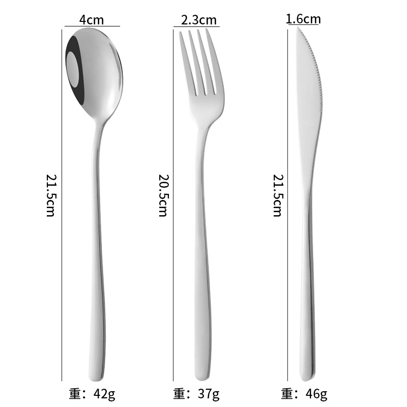 Cuchillo de acero inoxidable, tenedor y cuchara de postre coreano café mango largo revolviendo cuchara hogar comiendo cuchara vajilla de acero inoxidable