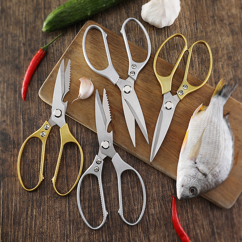 Household strong aluminum handle scissors SK5 scissors stainless steel kitchen scissors multi-functional kitchen food chicken bone scissors
