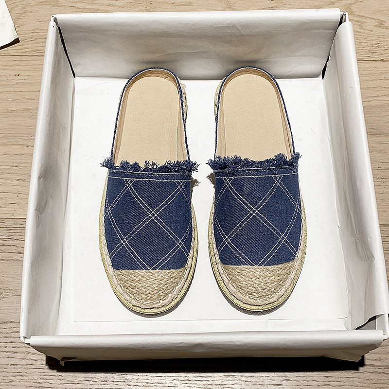 Zapatos de pescador xiaoxiangfeng 2023 primavera y verano nuevos Baotou medio zapatillas mujeres perezosas zapatos Mueller suelas gruesas un pie para pedalear le Fu