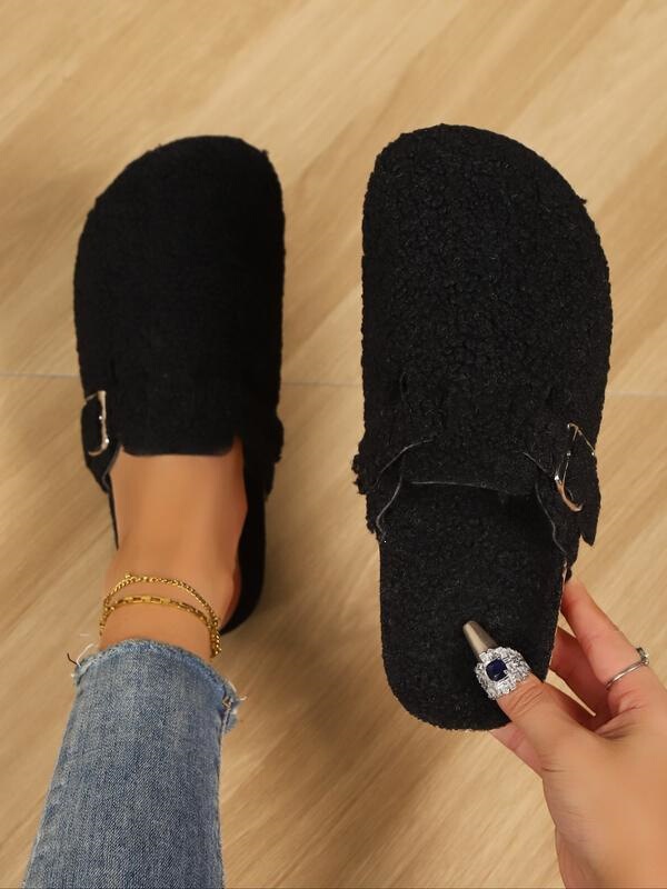 M 92498 Teddy Bear Fur Slippers Teddy Curly Fur Slippers