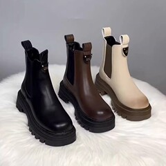 厚底马丁靴烟筒靴女2025秋冬季新款切尔西靴休闲加绒瘦瘦靴短筒靴