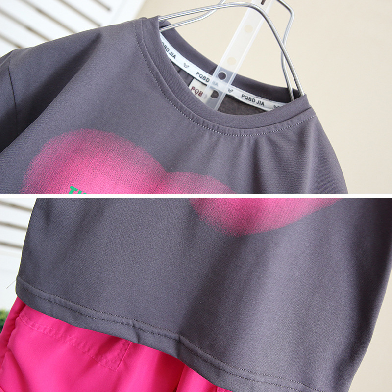 5529 Traje de verano para bebés Traje de dos piezas de manga corta de verano para niños 2025 Nuevo estilo de verano Estilo de media manga de calle frita