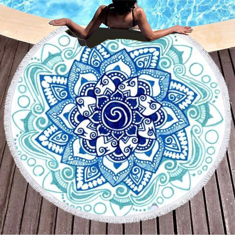 Bohemian Round Beach Towel Mandala Tassel Bath Towel Swimming Portable Beach Sunshield Camping Mat