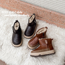 QQO童鞋 2025冬季新款儿童大棉靴子韩版加绒保暖厚底男女童雪地靴