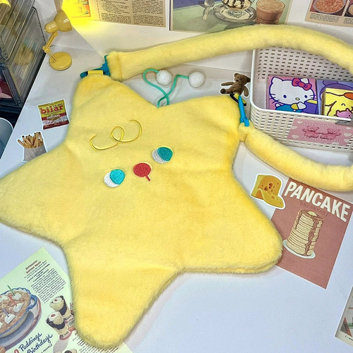 Xiaohongshu New Cute Versatile Star Crossbody Bag Cartoon Plush Pentagram Bag Niche Furry Shoulder Bag
