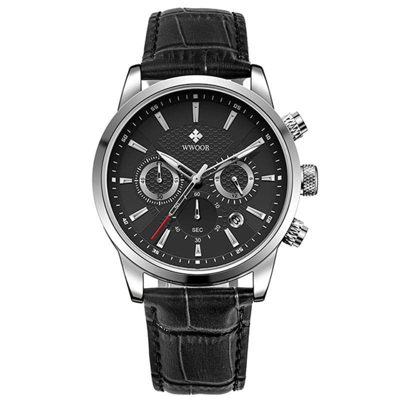 WWOOR/Hold Love 8845 nuevo cinturón Calendario de seis pines movimiento de cuarzo luminoso reloj de hombre multifuncional