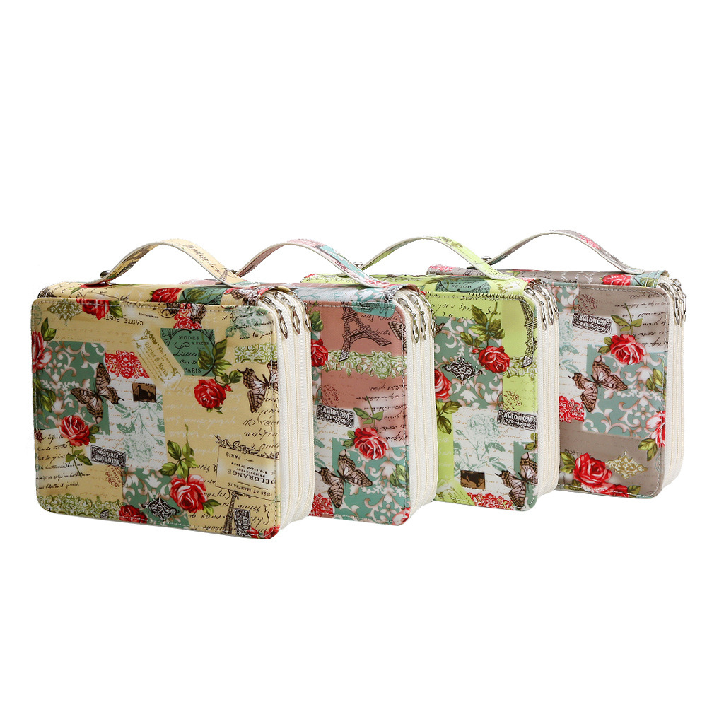 Amazon 120 agujeros AliExpress bolígrafo de gran capacidad de tres capas cremallera bolsas de lápiz caja de pluma set fábrica al por mayor