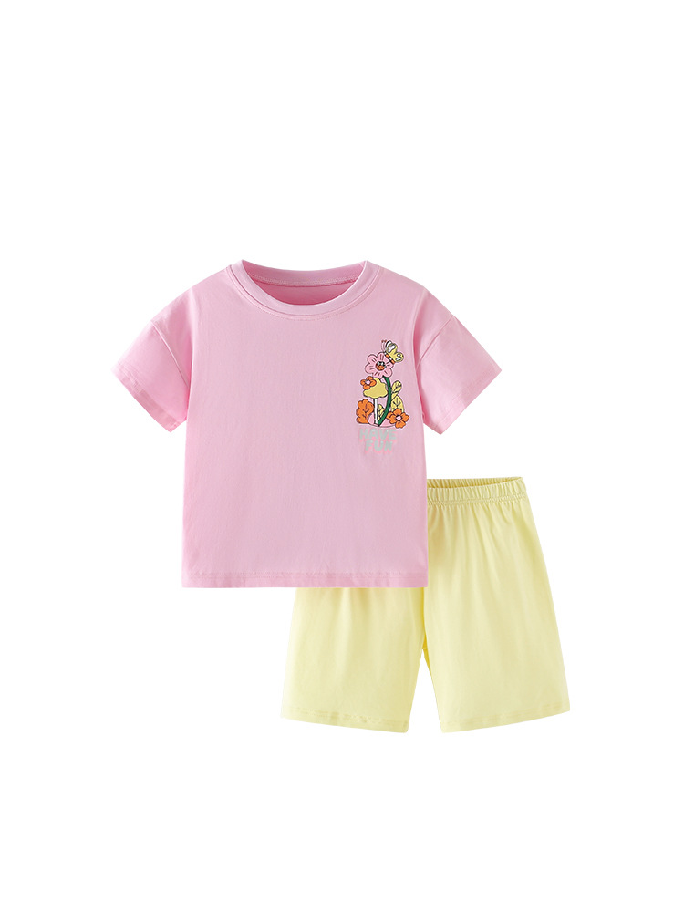 Malwee transfronterizo nuevo traje de verano para niñas Europa y los Estados Unidos niños de cuello redondo de manga corta lindas niñas dos piezas