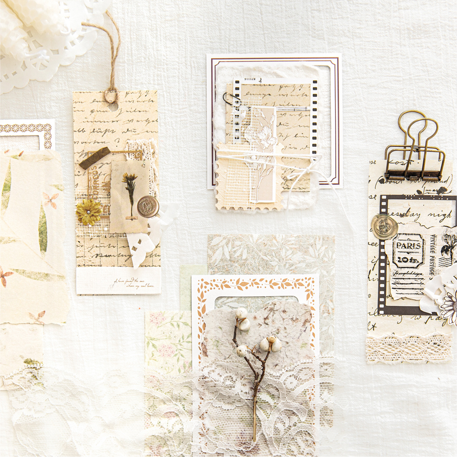 Azúcar poesía doble paquete de material de borde hueco collage diario serie de decoración de papel de base papel de material