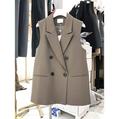 2025西服黑色马甲女外套春秋休闲25新款气质无袖马夹西装外穿
