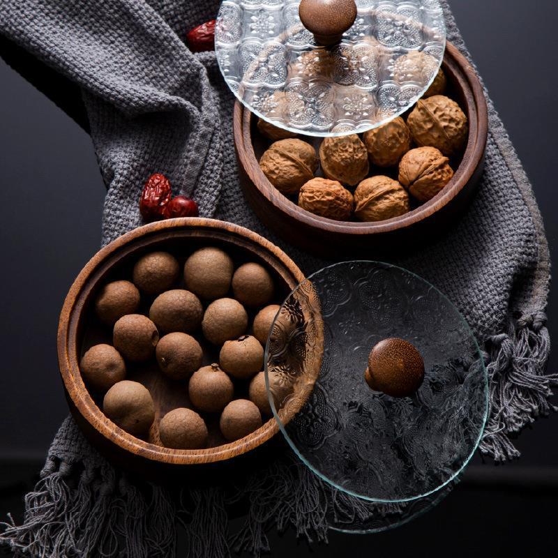 Fábrica directa japonesa Begonia flor vidrio nogal plato de fruta hogar creativo plato de fruta snack plato de tuerca al por mayor