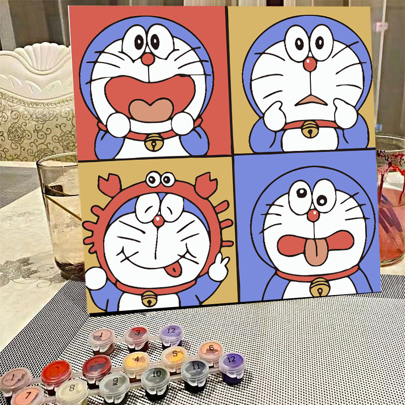 デジタル油絵diyの塗り絵の子供は漫画のアニメを埋めて色を塗ります。|undefined