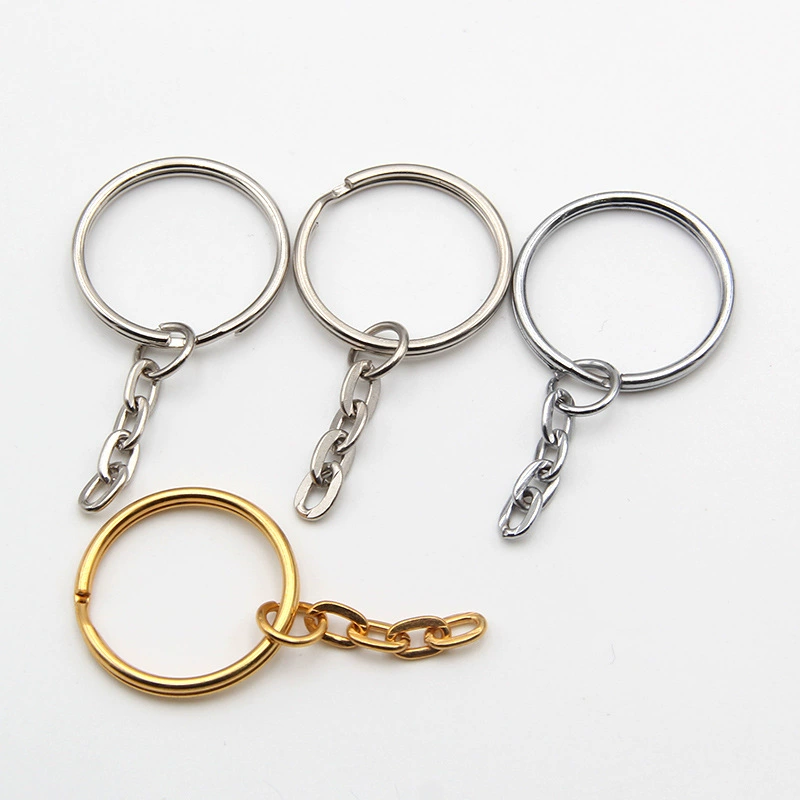 Оптовая цепочка для ключей DIY апертура 4 секции плоская цепь 25 мм двойное кольцо подвесная цепь металлическое кольцо для ключей DIY аксессуары
