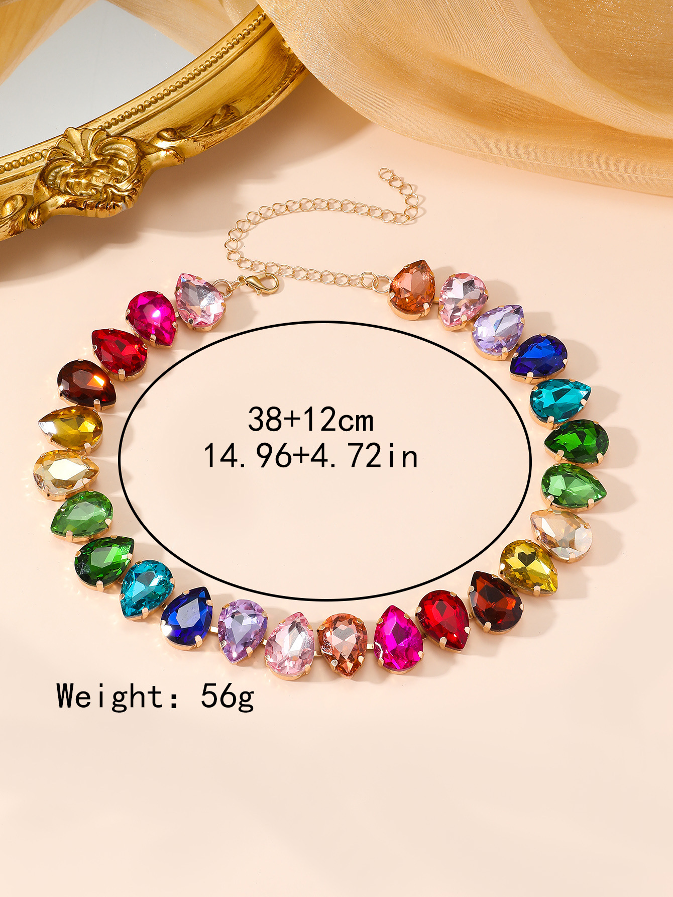 Sweet Geometric Artificial Crystal Ferroalloy Cable Chain Choker Wholesale display picture 3