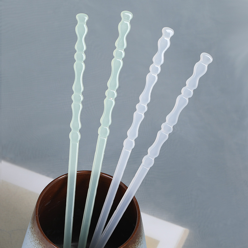 Imitación de jade blanco acetato horquilla venta al por mayor accesorios para el cabello de estilo antiguo nudo de bambú palillos simple elegante updo horquilla Hanfu tocado para las mujeres