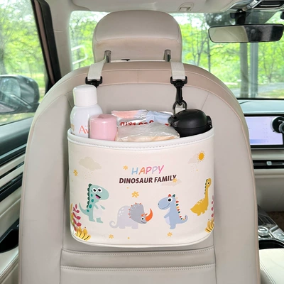 Car storage bag/box: Seat Storage Bag Trunk Storage - storage-bucket-autumn-dinosaur