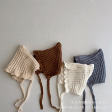韩系儿童巫师帽宝宝秋冬女童毛线帽保暖绑带尖尖护耳帽男孩针织帽