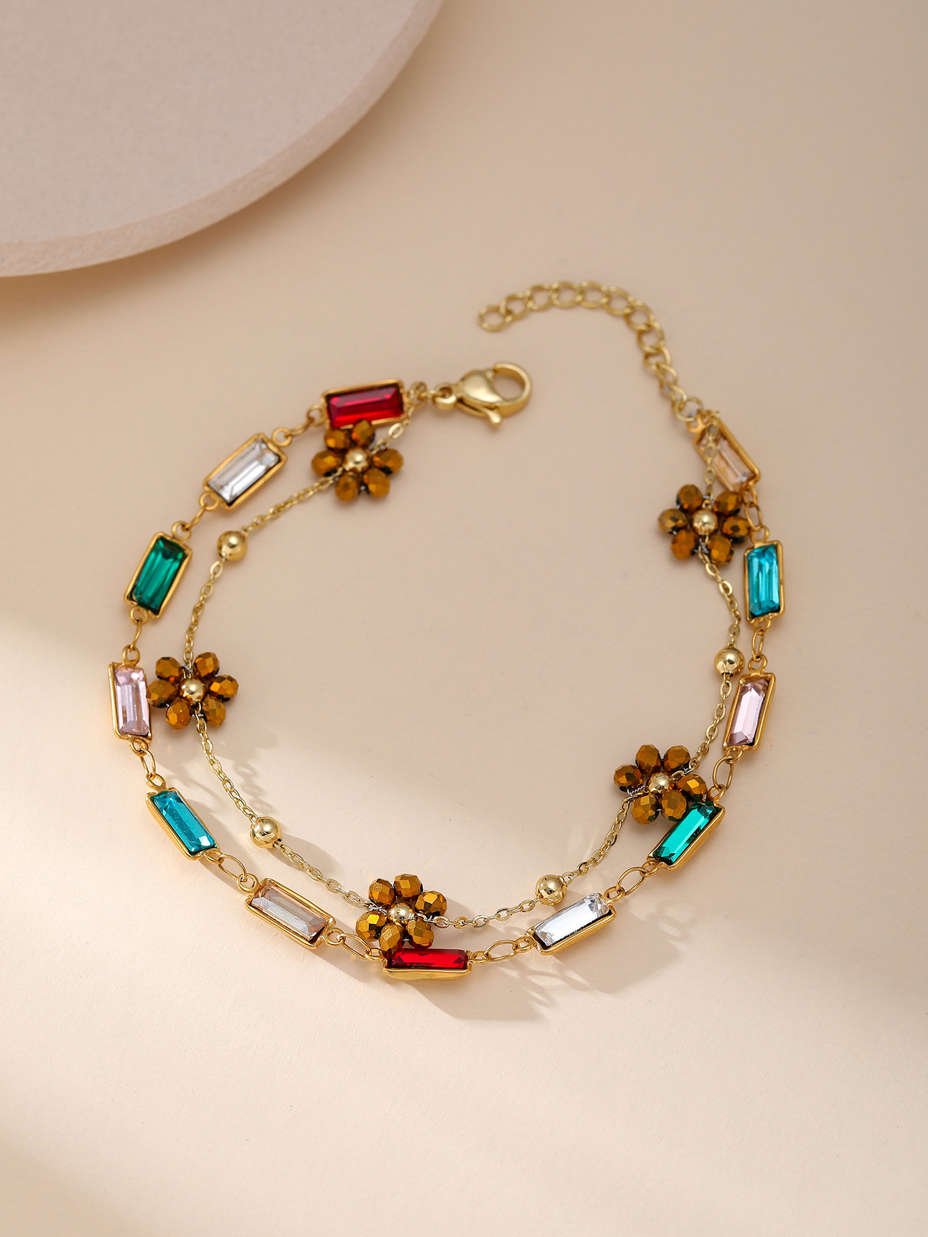 Titanium Steel Chain Material Retro Simple Style Flower Titanium Steel Bracelets In Bulk