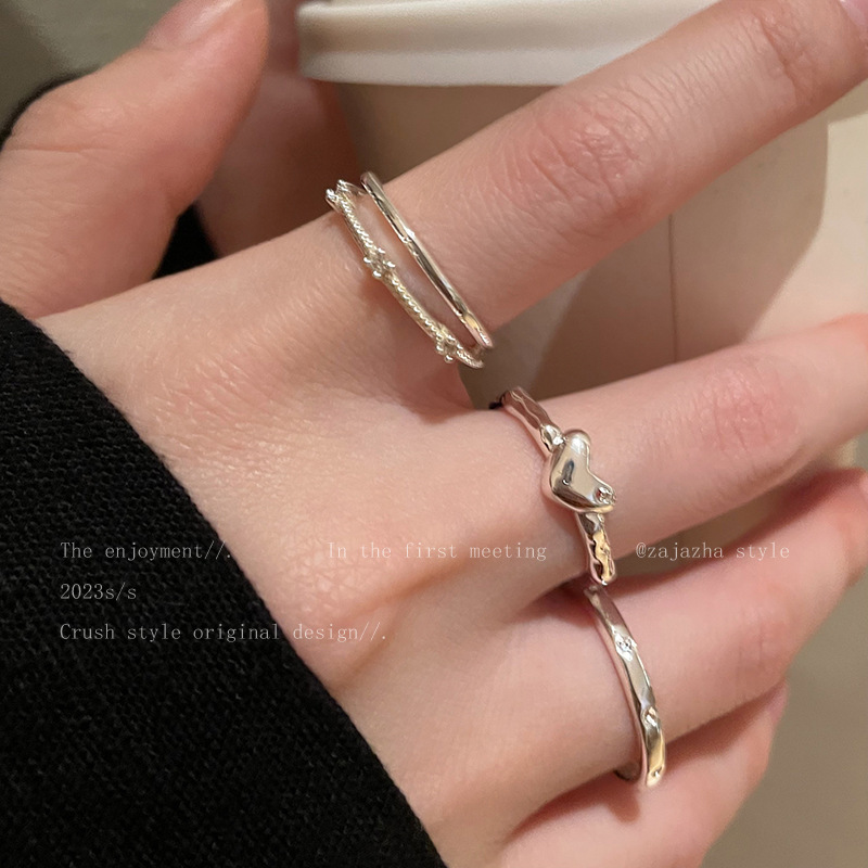 Heart-shaped Zircon Adjustable Ring For Women Minimalist Design_voghion.com