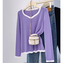 200斤大码女装秋冬新款胖妹妹V领显瘦针织衫休闲相色打底毛衣8872