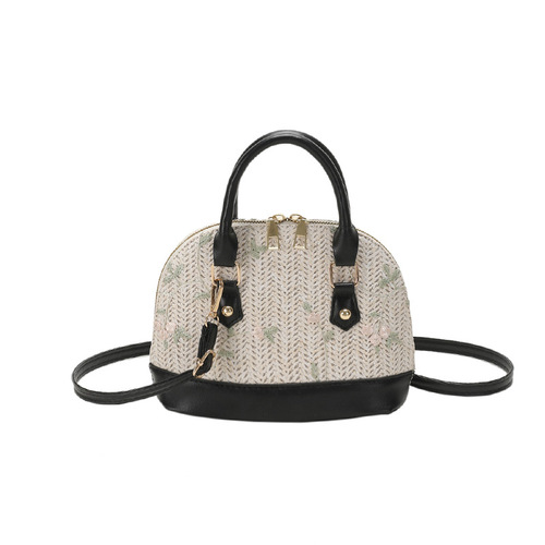 Straw Western Style Simple Handbag  Spring and Summer New Single Shoulder Crossbody Bag Temperament Gentle Woven Shell Bag