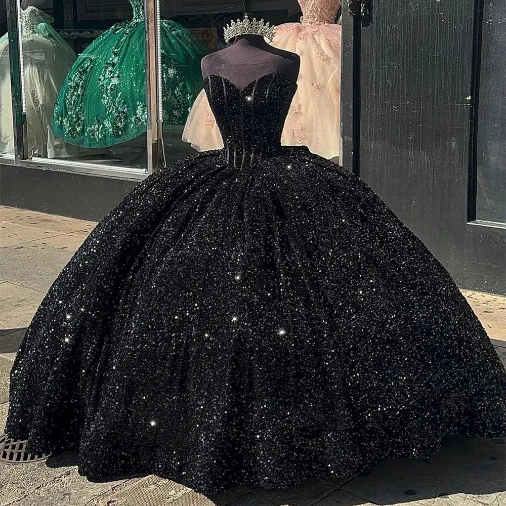 Black High-End Tube Top Light Wedding Dress with Elegant Shiny Princess Style Noble Travel Photography Tutu Skirt Evening Dress for Women