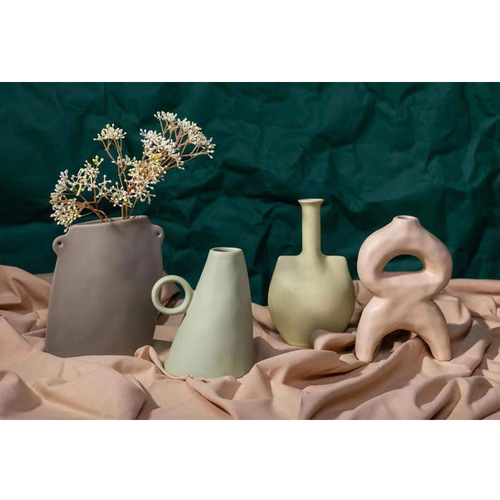 Wabi-sabi style Morandi colorful earthen jar ceramic vase ornaments creative home soft ornaments hotel tabletop ornaments