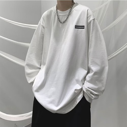 American Retro Long-Sleeve T-Shirt for Men - High-End Heavyweight Sweatshirt - Spring and Autumn  New Men's Basic Top Wholesale