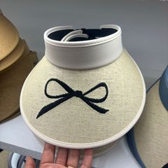 2024蝴蝶結刺繡空頂草帽女夏季遮陽防曬帽網紅出遊沙灘太陽帽
