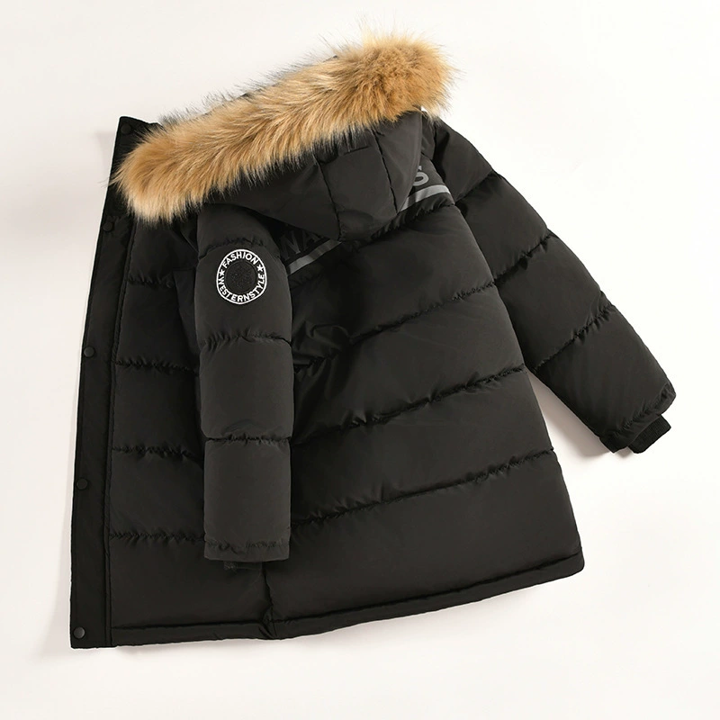 (Cross-border trading), long children's down jacket for boys with hood, mid-length, for teenagers, western style