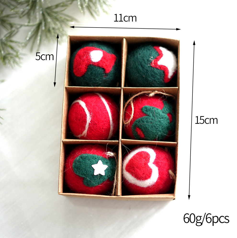 Bola de lana caja decorativa BOLA DE Navidad patrón de dibujos animados árbol de Navidad colgante Regalo De vacaciones decoración de la ventana color mezclado