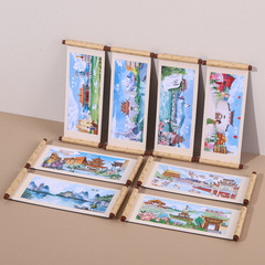 City Scroll Refrigerator Magnet National Scenic Area Wooden Cultural and Creative Gift Original Magnetic Travel Refrigerator Magnet