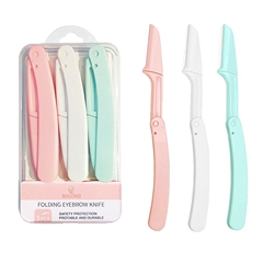 BOLUNZI 女性用折りたたみ式眉毛カミソリセット 安全な眉毛カミソリ 眉毛剃り傷防止 交換可能な刃