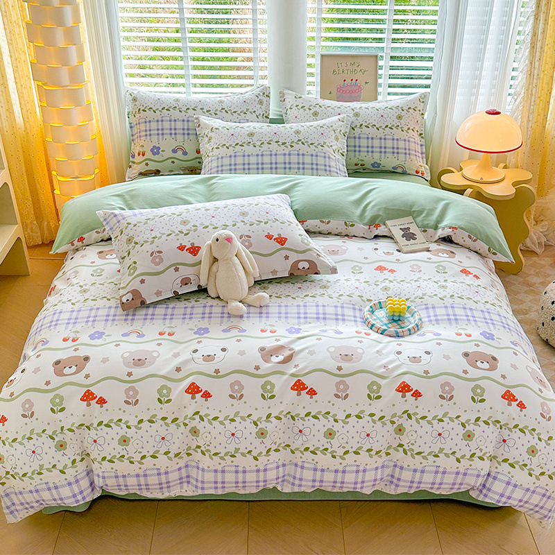 Cute de dibujos animados para niños funda de edredón de algodón de una sola pieza 90x120x150x200x230 funda de edredón de algodón dormitorio individual
